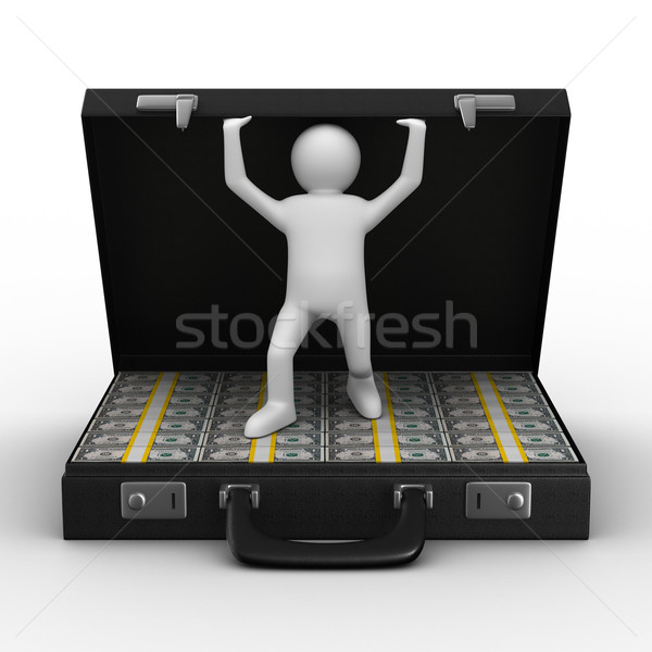 Open suitcase with dollars on white background. Isolated 3D image Stock photo © ISerg