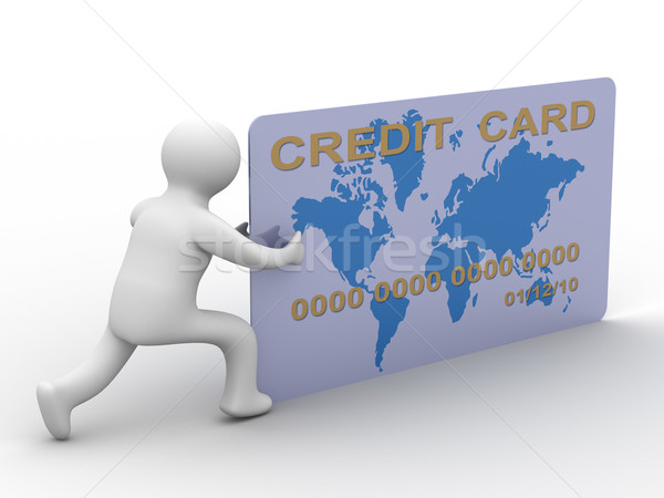 Stock fotó: üzletember · hitelkártya · fehér · 3D · kép · pénz