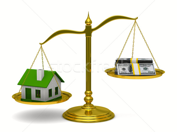 House and money on scales. Isolated 3D image Stock photo © ISerg