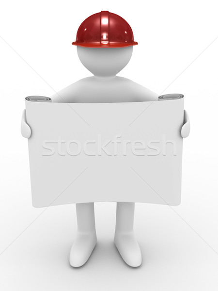 engineer in helmet on white background. Isolated 3D image Stock photo © ISerg