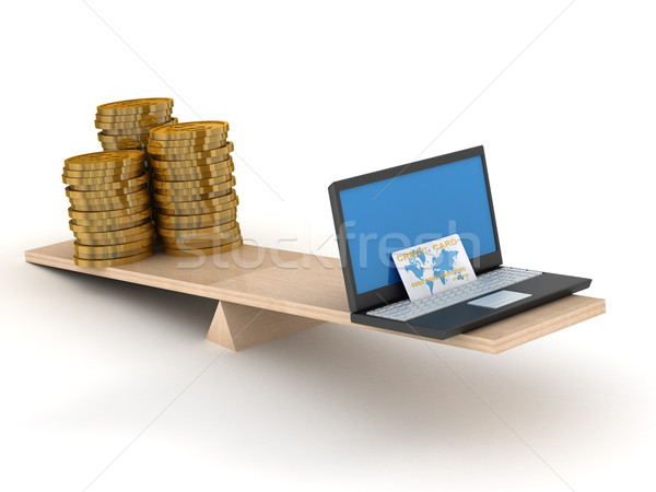 Comparison of e-commerce and cash. Isolated 3D image Stock photo © ISerg