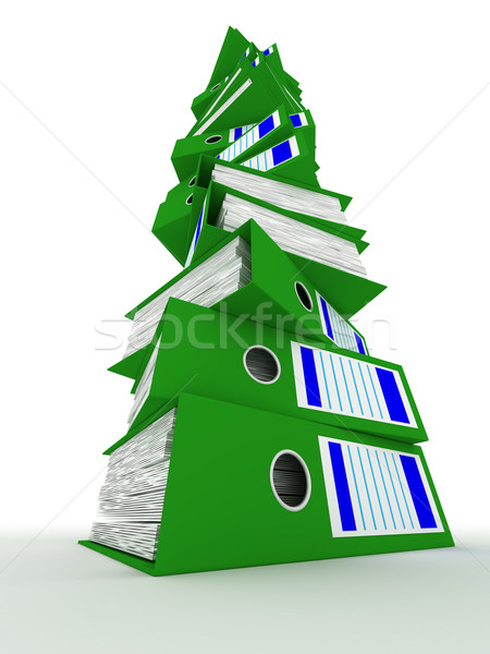 Rij groene mappen documenten witte kantoor Stockfoto © ISerg