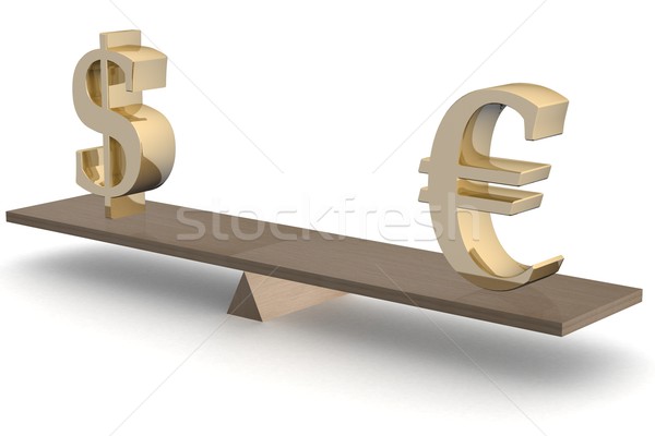 Dollar and euro on scales. 3D image.  Stock photo © ISerg