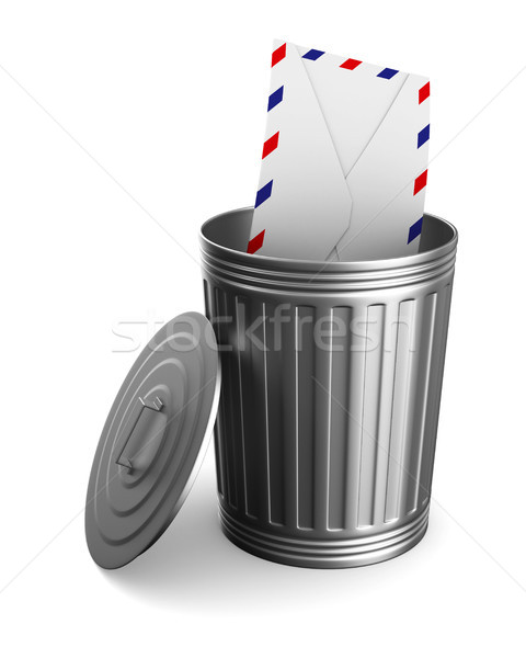 envelope in garbage basket on white background. Isolated 3D illu Stock photo © ISerg