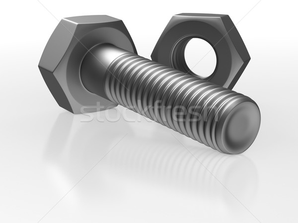 Bolt and nut on white background. Isolated 3D image Stock photo © ISerg