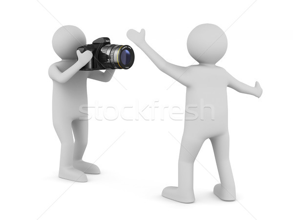 man with digital camera on white background. Isolated 3D illustr Stock photo © ISerg