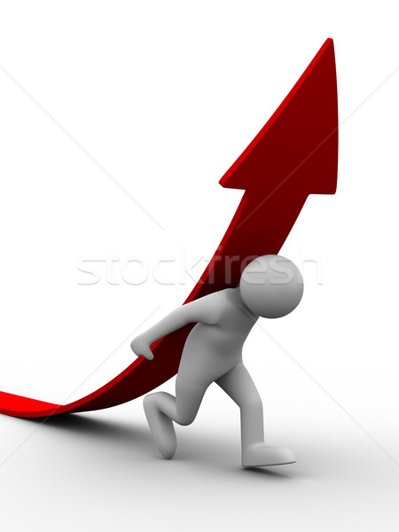 Mann klettern rot arrow isoliert 3D Stock foto © ISerg