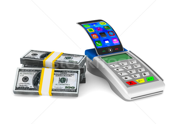 payment terminal and cash on white background. Isolated 3d image Stock photo © ISerg