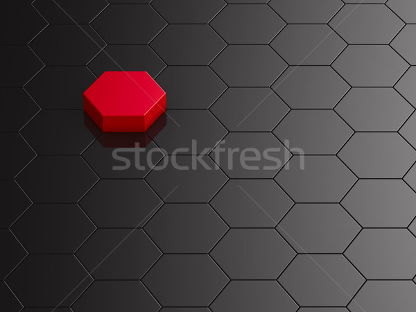 Black hexagon background with red element Stock photo © ISerg
