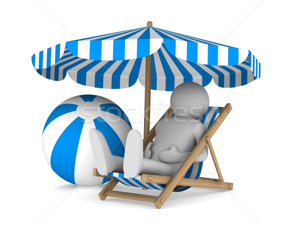男子 躺椅 球 白 孤立 3D 商業照片 © ISerg