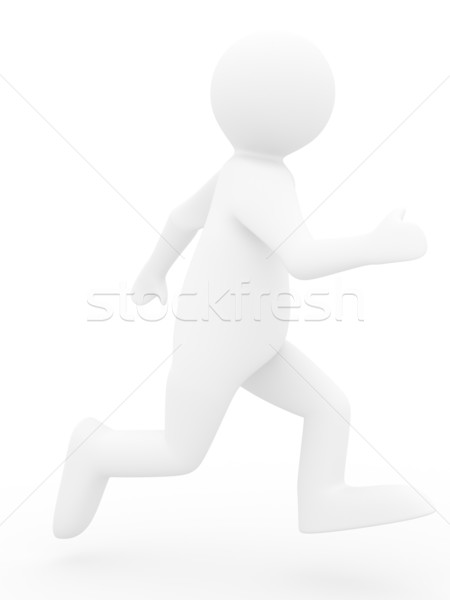 Stock photo: running person on white background. Isolated 3D image