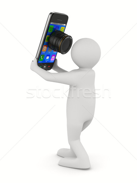 men does selfie on white background. Isolated 3D image Stock photo © ISerg