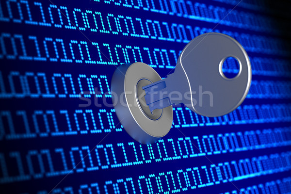 Digitális bináris kód kulcs kék 3d illusztráció absztrakt Stock fotó © ISerg