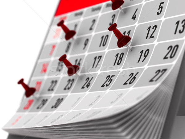 red pin marking important day on calendar. 3D illustration Stock photo © ISerg