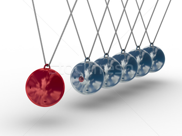 Balancing spheres on a white background. Isolated 3D image Stock photo © ISerg
