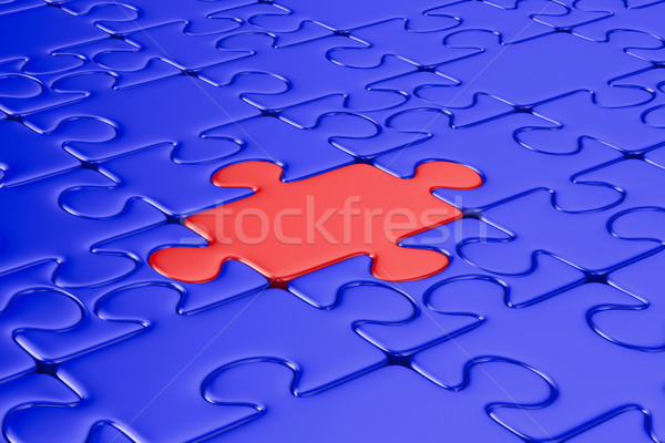 Blue puzzle and one red. Isolated 3D image Stock photo © ISerg