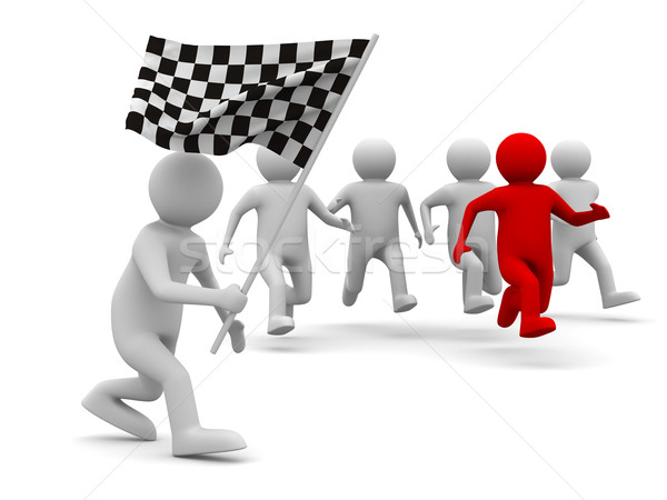 Stock photo: man with flag on white background. Isolated 3D image