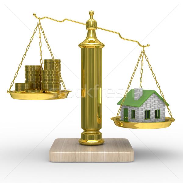 house and cashes on scales. Isolated 3D image Stock photo © ISerg