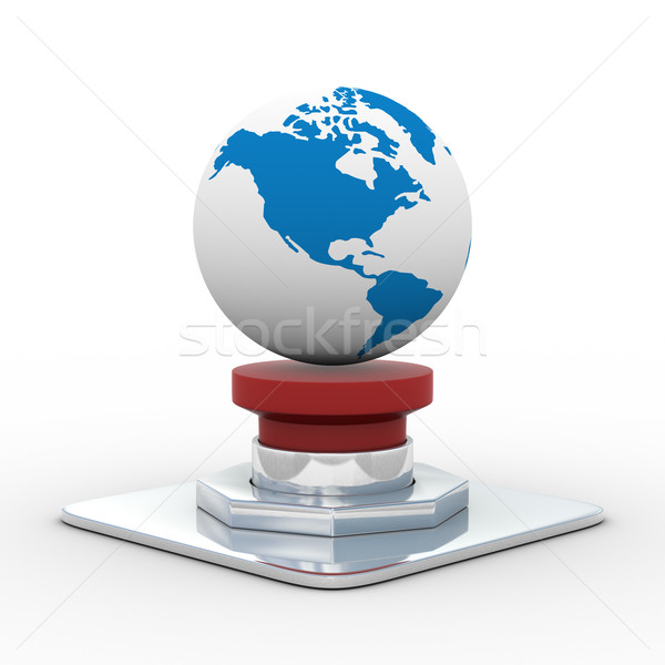 globe on the red button. Isolated 3D image Stock photo © ISerg