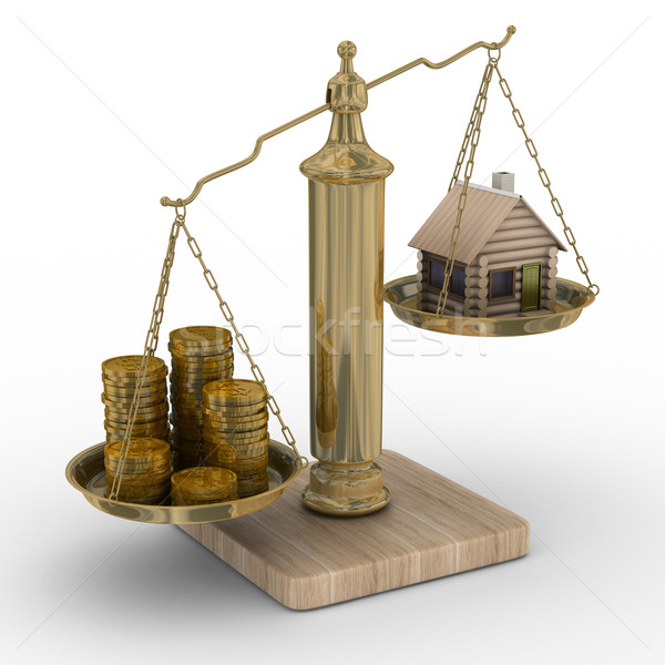 house and cashes on weights. Isolated 3D image Stock photo © ISerg