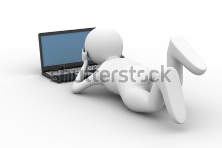 Foto stock: Hombre · WC · tazón · blanco · aislado · 3D