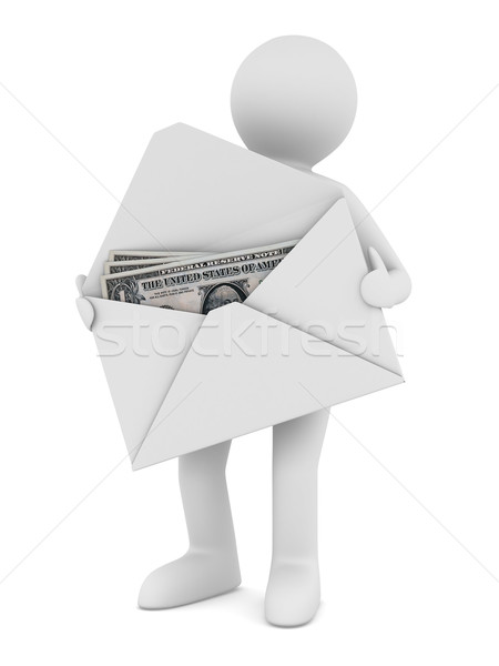 [[stock_photo]]: Argent · enveloppe · blanche · isolé · 3D · image