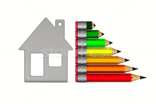 house and energy saving from pencil on white background. Isolate Stock photo © ISerg