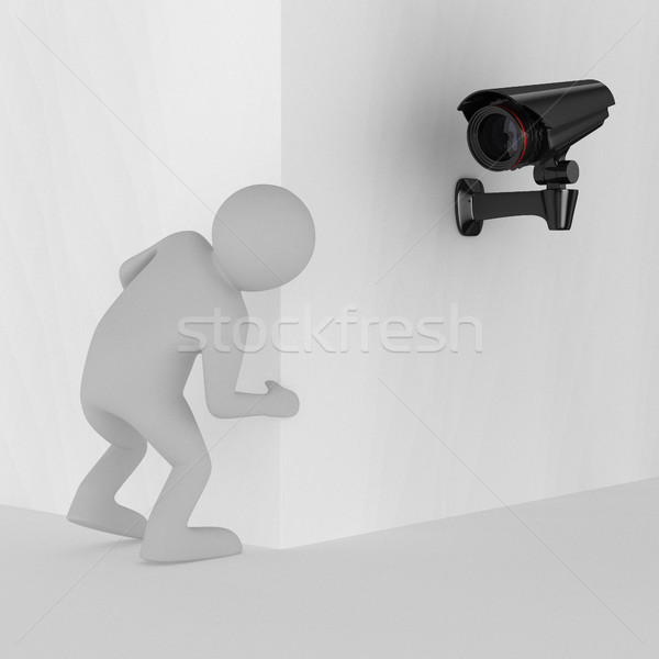 person looks out of corner. 3D image Stock photo © ISerg