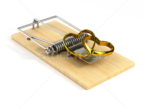 mousetrap with wedding ring on white background. Isolated 3D ima Stock photo © ISerg