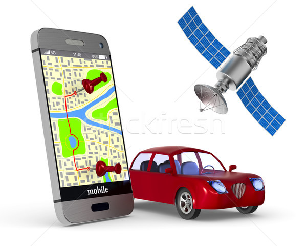 Navigáció izolált 3d illusztráció térkép technológia telefon Stock fotó © ISerg