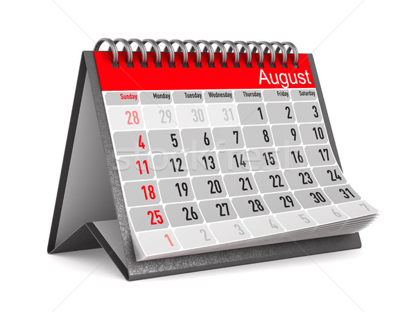 Calendar august izolat ilustrare 3d birou birou Imagine de stoc © ISerg