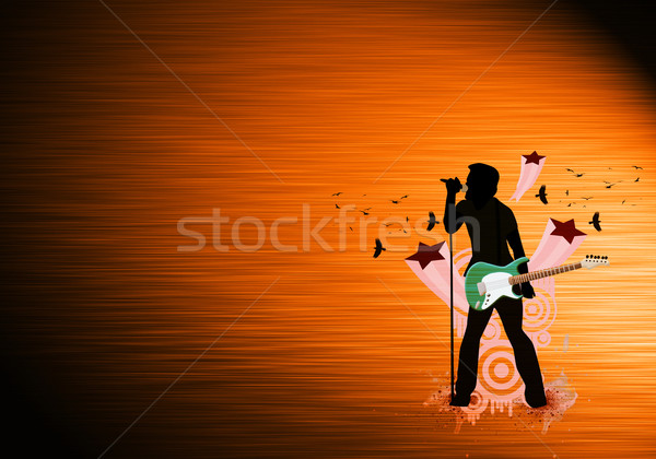 Guitare homme chanter résumé espace main [[stock_photo]] © IstONE_hun