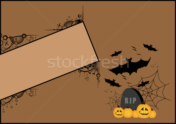 萬聖節 海報 墓碑 蝙蝠 蜘蛛網 空間 商業照片 © IstONE_hun