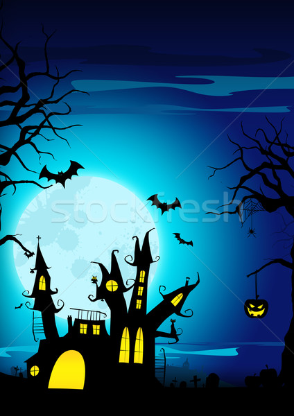 Halloween plakat nawiedzony zamek dynia domu Zdjęcia stock © IstONE_hun