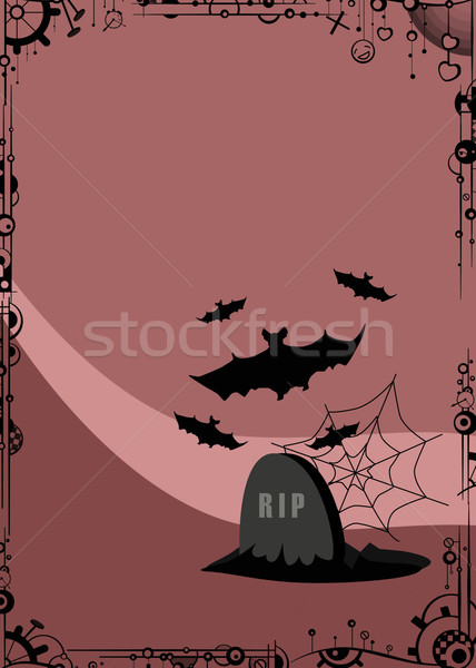 Halloween poster piatra de mormant bat panza de paianjen spaţiu Imagine de stoc © IstONE_hun