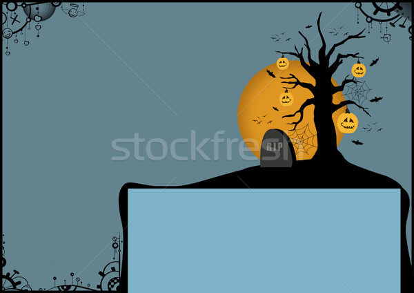 Halloween anunciante calabaza árbol lápida sepulcral espacio Foto stock © IstONE_hun