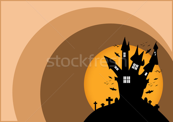 Halloween plakat nawiedzony domu księżyc przestrzeni Zdjęcia stock © IstONE_hun