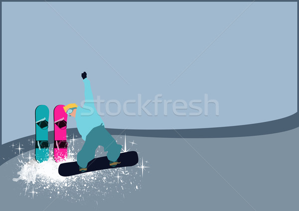 Hódeszka téli sport poszter férfi űr nő Stock fotó © IstONE_hun