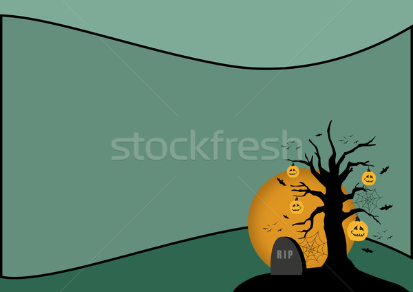 Halloween anunciante calabaza árbol lápida sepulcral espacio Foto stock © IstONE_hun