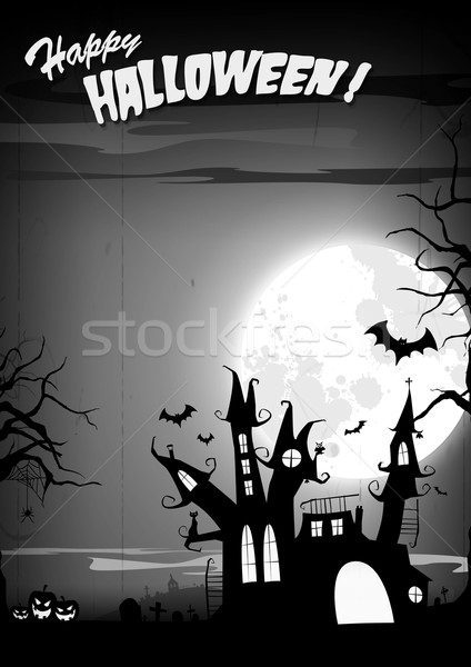 Foto stock: Halloween · cartaz · castelo · abóbora · casa