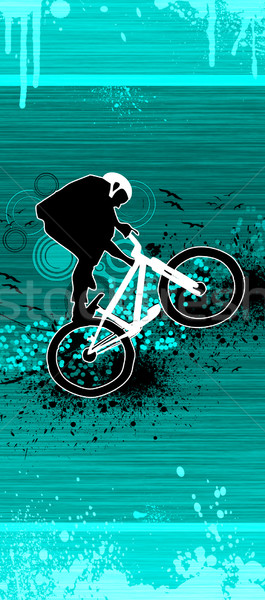 Stockfoto: Fiets · springen · abstract · grunge · ruimte · man