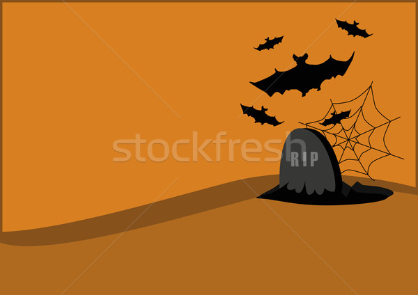 Halloween poster grafsteen bat spinnenweb ruimte Stockfoto © IstONE_hun