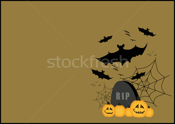 ハロウィン ポスター 墓石 バット クモの巣 スペース ストックフォト © IstONE_hun