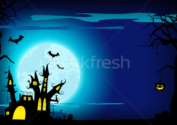 Halloween affiche château citrouille maison [[stock_photo]] © IstONE_hun