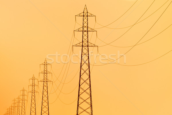 Elektriciteit elektrische macht hemel oranje industriële Stockfoto © italianestro