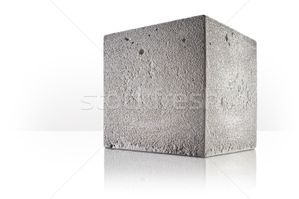 Foto stock: Concretas · cubo · blanco · fondo · perspectiva