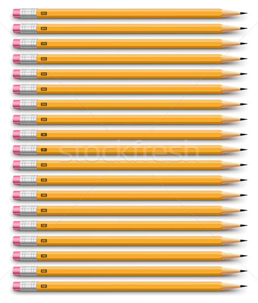 Lápis conjunto completo alcance apagador clássico Foto stock © iunewind