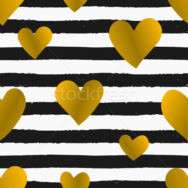 Gold Hearts and Stripes Seamless Pattern Stock photo © ivaleksa