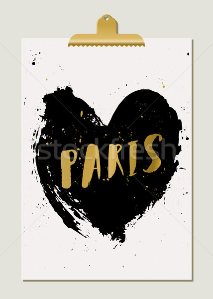 Imagine de stoc: Negru · inimă · Paris · poster · modern · elegant