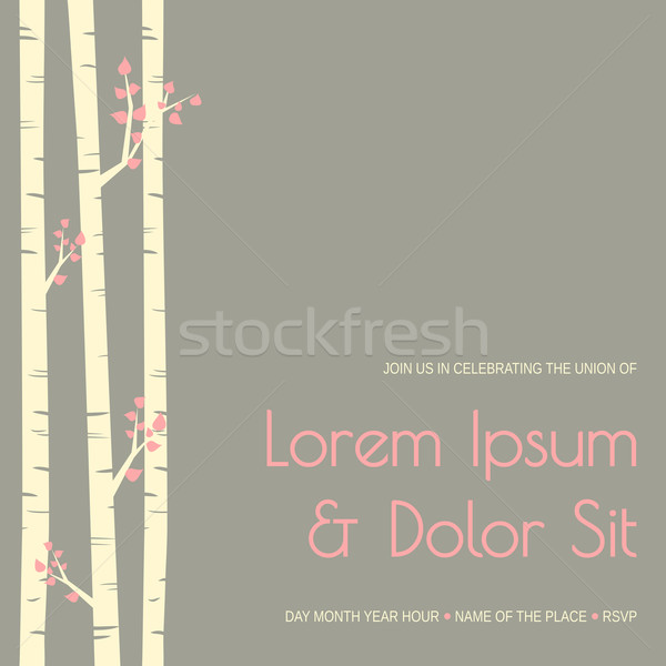 Invitatie de nunta sablon elegant mesteacan copaci copac Imagine de stoc © ivaleksa